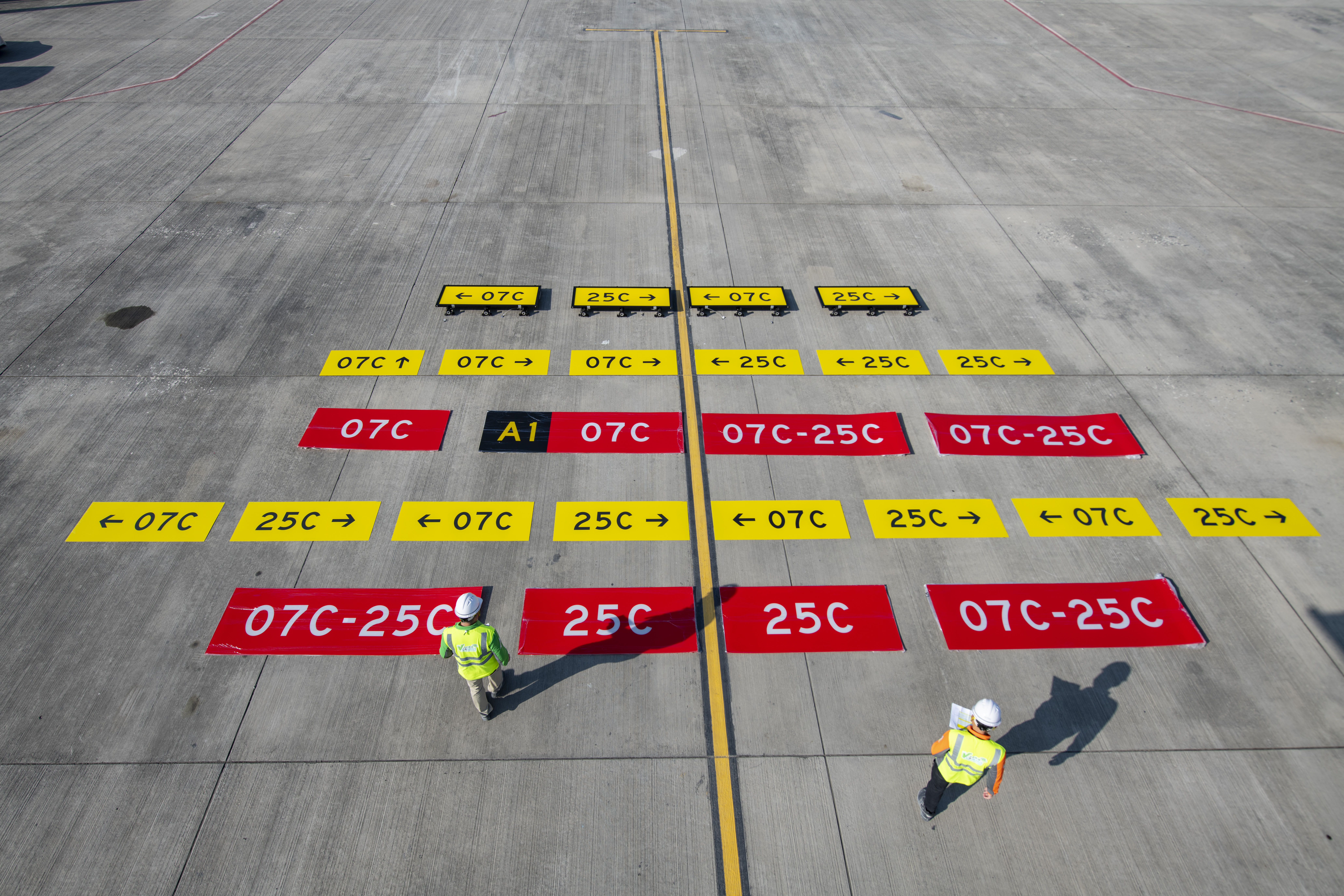 準備新飛機移動區引導標誌。